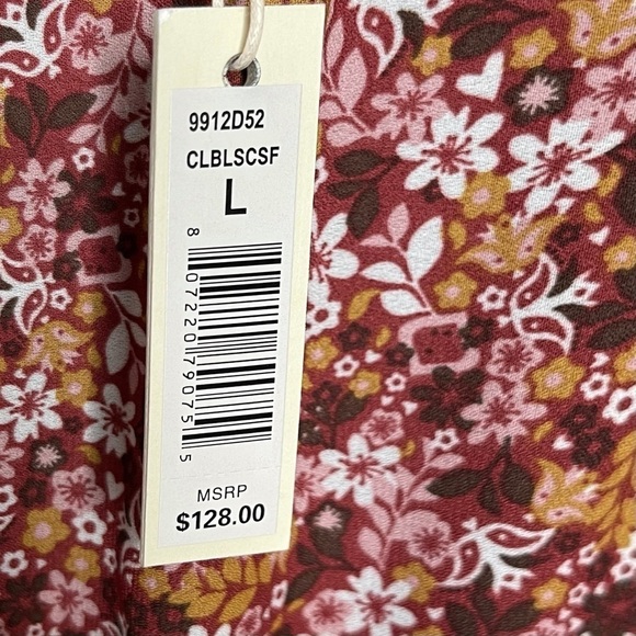 🔥 Max Studio Floral Flutter Boho Prairie Surplice Dress L New - Picture 10 of 13